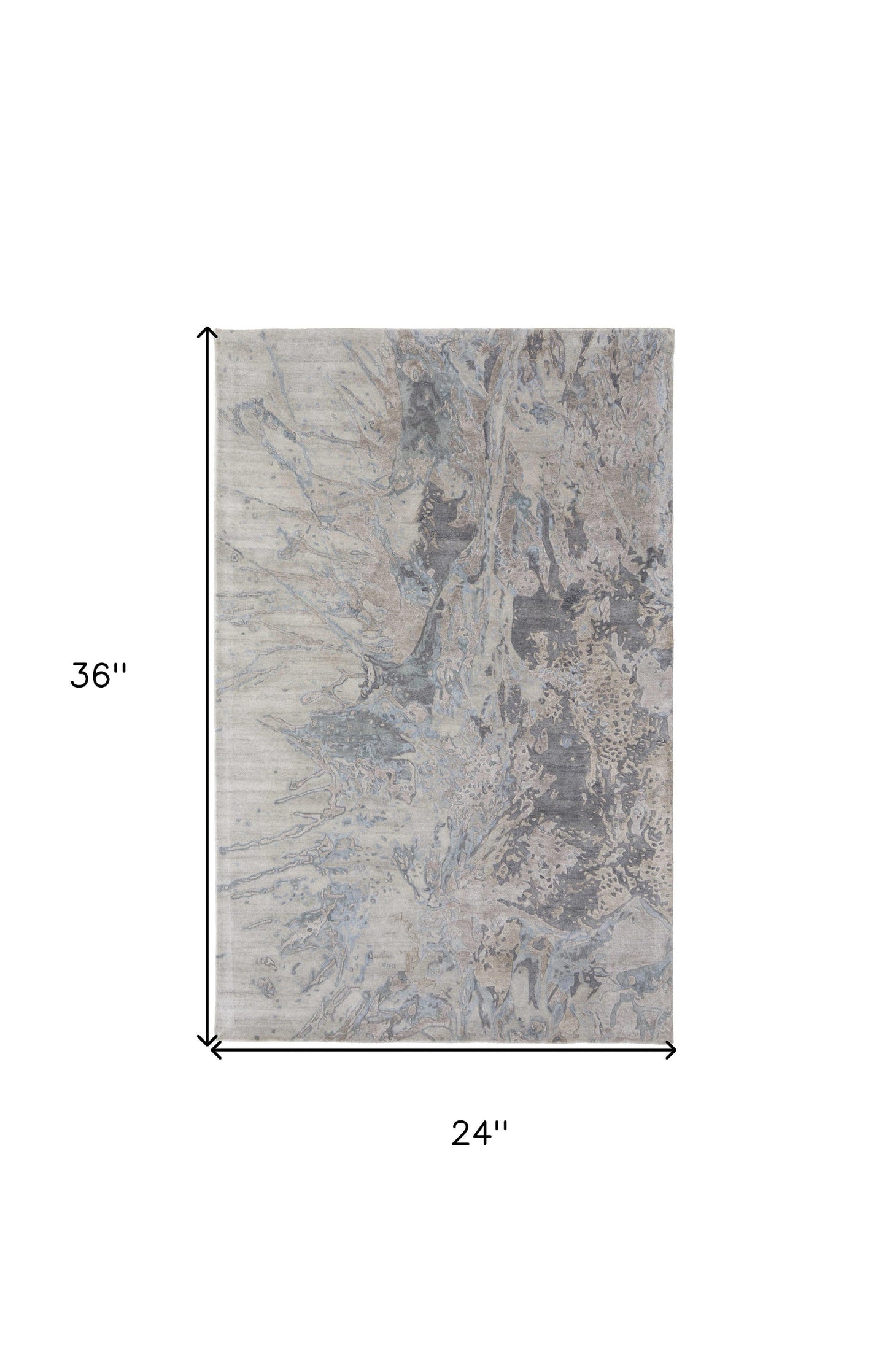 4' X 6' Ivory Taupe and Green Abstract Hand Tufted Worn Faded Area Rug