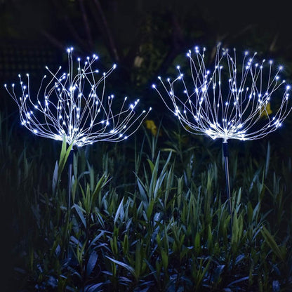 2PCS Solar Fireworks 90 LED Multi-Color Outdoor Christmas Lights