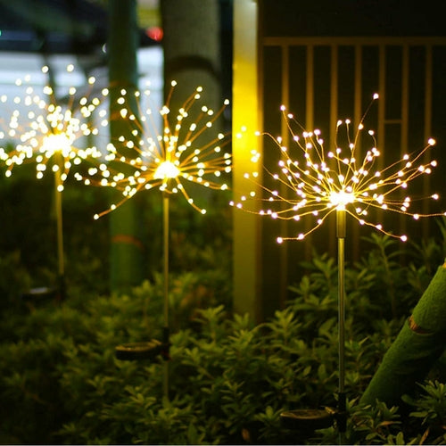 2PCS Solar Fireworks 90 LED Multi-Color Outdoor Christmas Lights