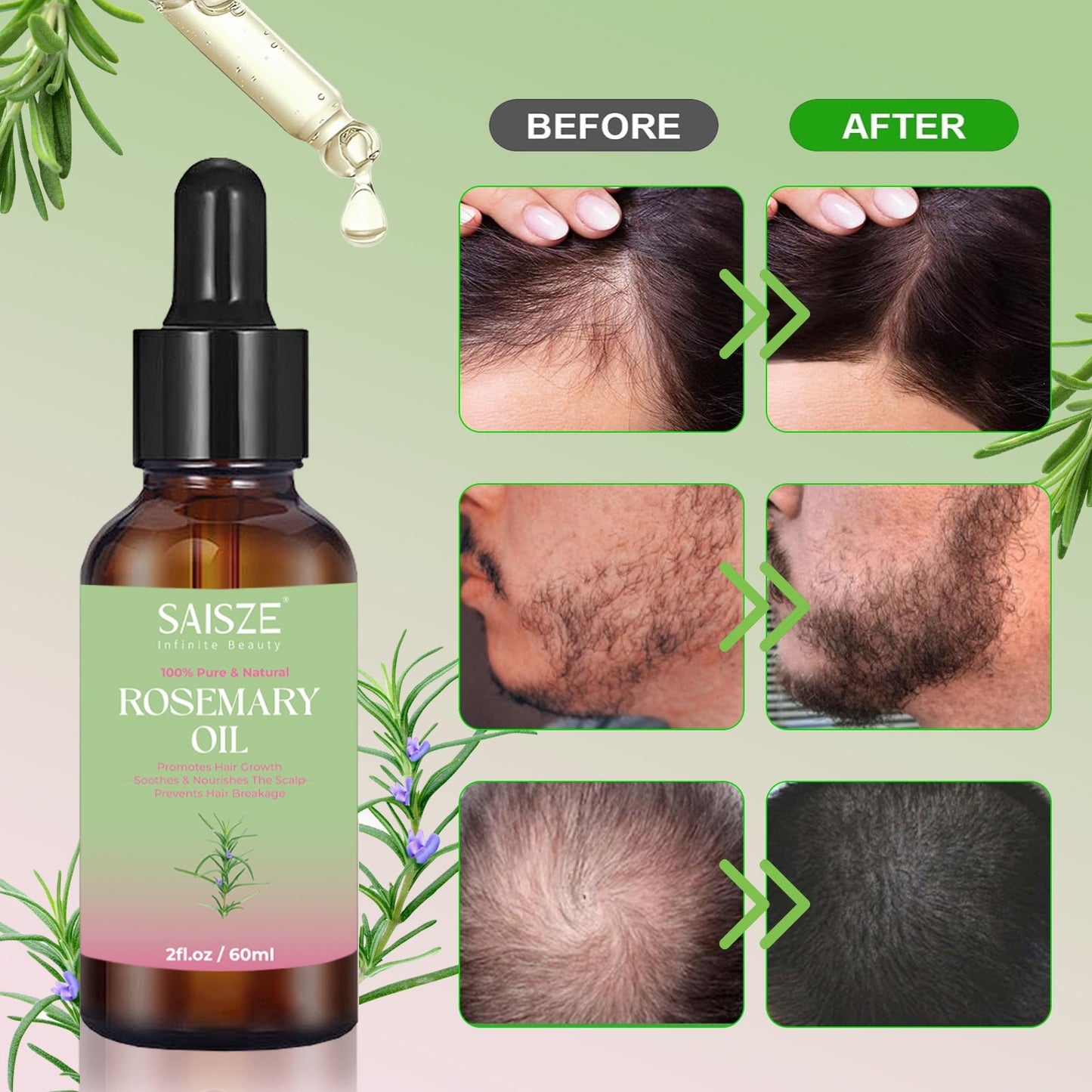 2 fl.oz Rosemary Oil for Hair Care Organic Conditioner 100% Pure &