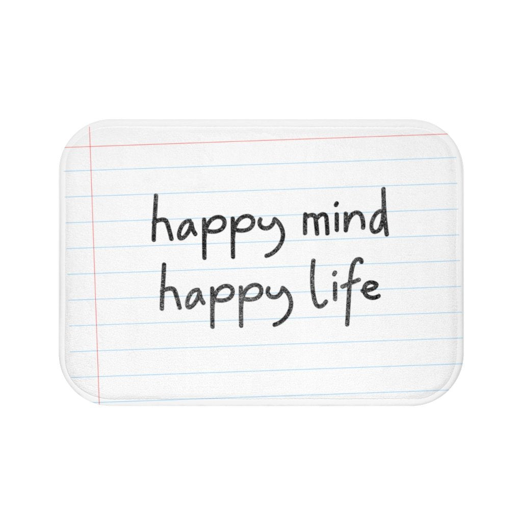 Happy Mind, Happy Life Pencil Font Bath Mat